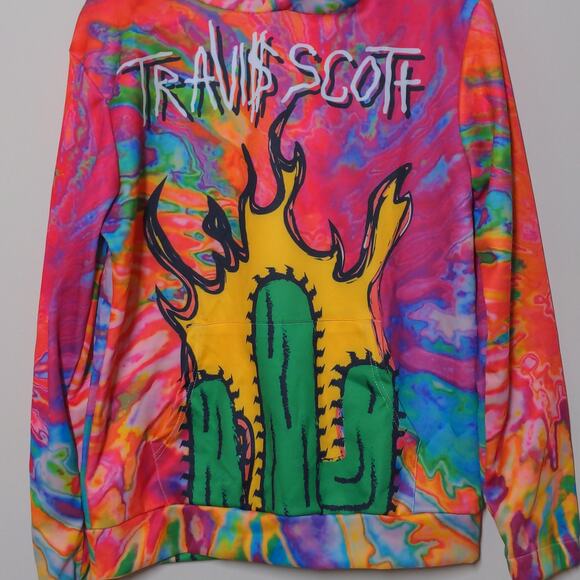 Travi$ Scott Rainbow Tie Dye Cactus Jack Hoodie – Size M - Picture 2 of 9